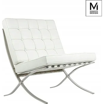 Křeslo MODESTO barová židle BARCELONA bílá - ekokůže, ocel leštěná