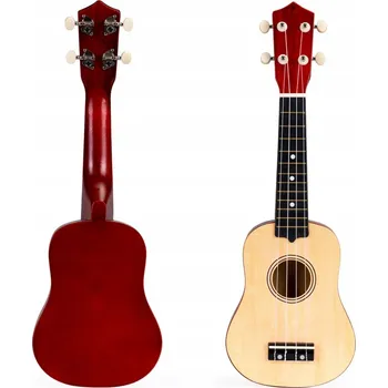 Hudební nástroj pro děti DĚTSKÁ DŘEVĚNÁ KYTARA UKULELE 4 STRUNY NYLON ECOTOYS - VÝUKA A ZÁBAVA