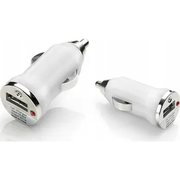 BÍLÁ malá AUTOMOBILOVÁ USB NABÍJEČKA pro TELEFON
