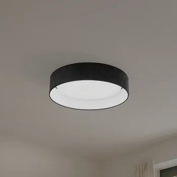 Duolla Stropní svítidlo LED Plafond, černé, tkanina, Ø 45 cm, 3stupňové černá, bílá LED 24 W celkem - Doprava zdarma