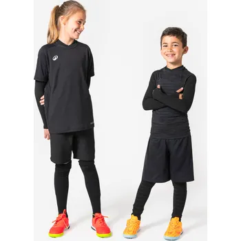 Pánské tričko KIPSTA Dětské spodní termo triko s dlouhým rukávem bezešvé Keepdry 10 LET ČERNÁ|ŠEDÁ