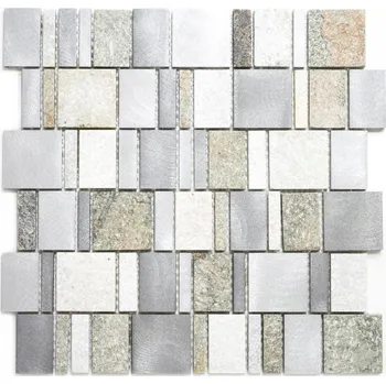 Obklad Mozaika WzorcowniaStudio 29,6 x 29,8 cm, odstíny šedé a stříbrná