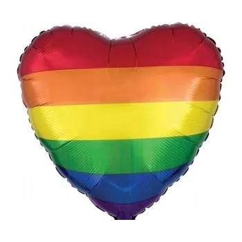 Balónek Fóliový balónek Amscan srdce duhové 45 cm (18")