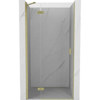Mexen Mist-H, 1-křídlé sprchové dveře levé 90 cm, čiré sklo, zlatý matný profil, 8A5-090-000-55-00-L