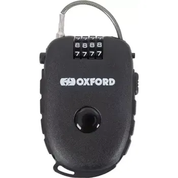Motozámek Stahovací lankový zámek RETRACTABLE COMBINATION LOCK, OXFORD (délka 0,75 m, tloušťka 2,4 mm, černý)