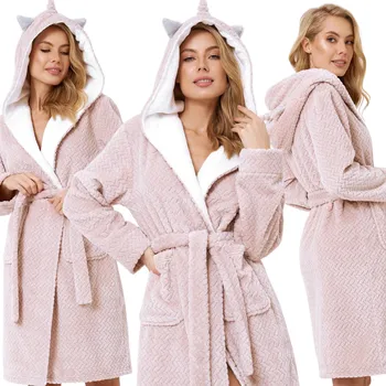 Dámský župan Aruelle dámský župan ke kolenům s kapucí, světle růžový, velikost L