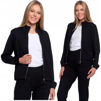 Dámská mikina Mikina Moraj černá na zip, dlouhý rukáv, stojáček, viskóza, XXL