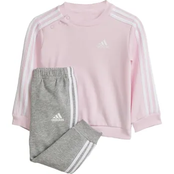 ADIDAS Dětská souprava Essentials 3-Stripes Jogger 12 MĚSÍCŮ BÍLÁ|RŮŽOVÁ