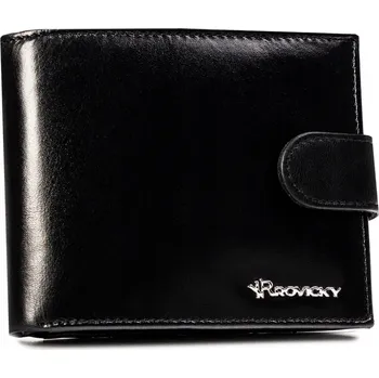 Pánská kožená peněženka Rovicky černá velká s RFID, 9 přihrádek