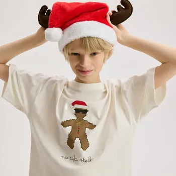 Chlapecké tričko Reserved - Tričko s vánočním motivem - krémová - 033FH-01X - 033FH-01X-U14