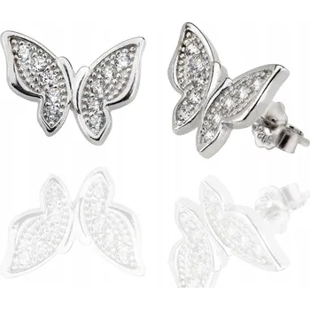 Náušnice STŘÍBRNÉ NÁUŠNICE MOTÝLCI PUZETKY RHODIOVANÉ STŘÍBRO