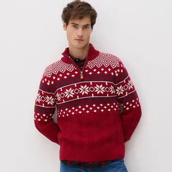 Pánský svetr Reserved Svetr s vánočním vzorem červená XL