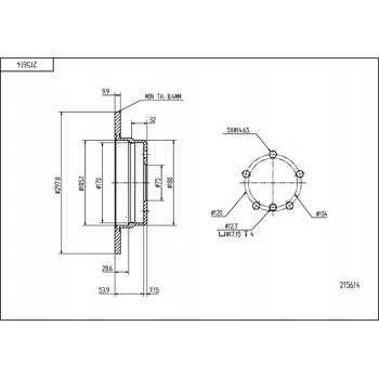 Brzdový kotouč Hart 215 614 Brzdový kotouč
