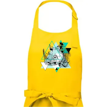 Kuchyňská zástěra Bílý nosorožec (Pecka design) - Dámská zástěra na vaření - Univerzální velikost ( Žlutá )