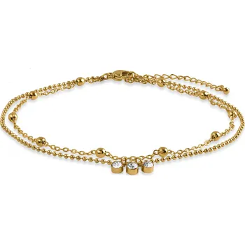 Náramek Dvojitý pozlacený náramek na nohu se zirkony Troli