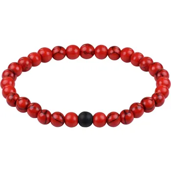 Náramek Korálkový náramek z červeného howlitu a onyxu Troli / Délka: 18 cm