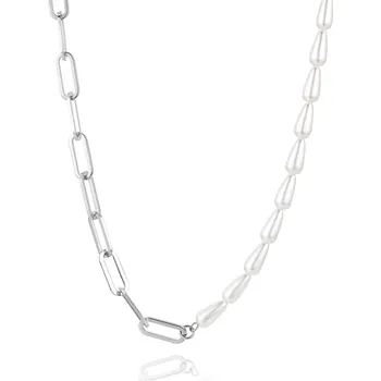 Módní doplněk Originální ocelový náhrdelník s perlami VWSN001S Troli