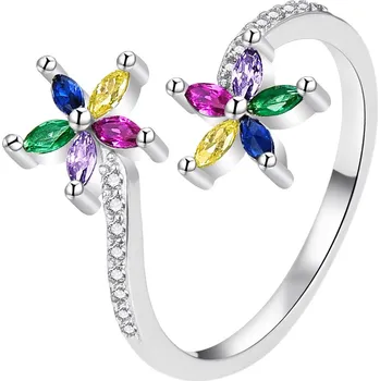 Prsten Otevřený stříbrný prsten Květiny AGT-R28C Agato / Obvod: 62 mm - 62 mm