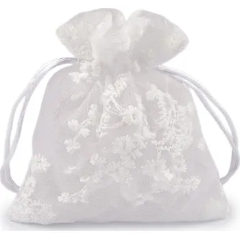 Dárková taška Dárkový pytlík vyšívaný 10x13 cm Varianta: 1 bílá, Balení: 10 ks