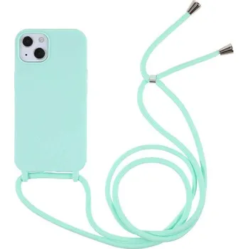 Pouzdro na mobilní telefon Gumový ochranný kryt se šňůrkou na krk pro Apple iPhone 7 - světle zelený