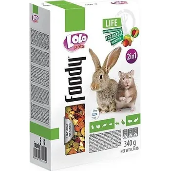 Krmivo pro hlodavce LOLO Foody 2v1 zeleninové a ovocné krmivo pro hlodavce 340 g