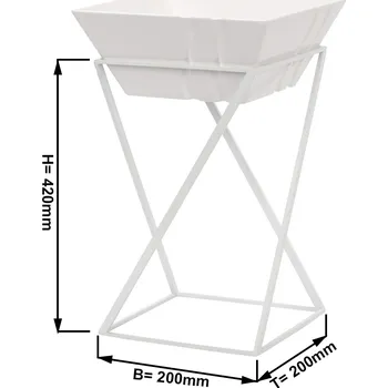 fritéza G.Gastro Stainless Steel Catering Buffet Stand with 1 Melamine Bowl – White - Square - 200 × 200 × 475 mm