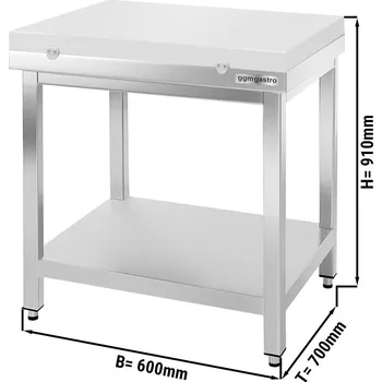 Jídelní stůl G.Gastro Stainless steel Work Table PREMIUM - 600x700mm - with undershelf - incl. cutting board