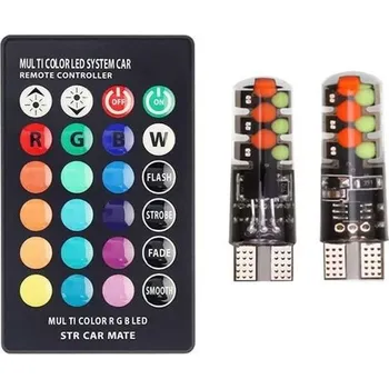 Autožárovka Žárovky LED 12V T10 RGB s dálkovým ovládáním