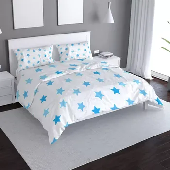 Povlečení Sablio Povlečení Modré hvězdy na bílé - 140x220 / 90x70