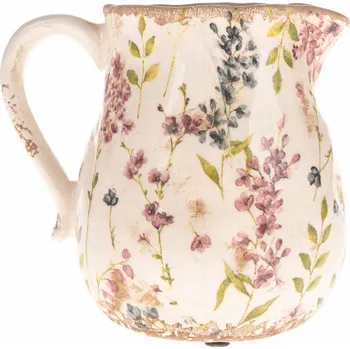 Váza Keramická suchá váza Vintage garden béžová, 16 x 15,5 x 13 cm