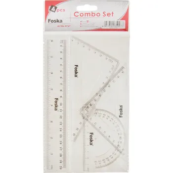 pravítka Geometrická sada: pravítko 20 cm, úhloměr, 4 díly