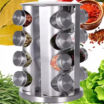 Obraz Otočný stojan na koření z oceli, 16 nádob