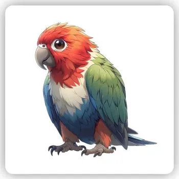 Dekorativní magnet Magnetka 65x65mm ve tvaru čtverce - tropický papoušek