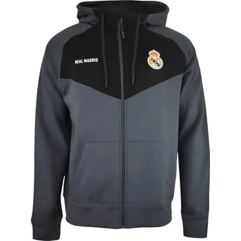 Chlapecká mikina Real Madrid FC Dětská mikina Real Madrid, tmavě šedá/černá, zip, kapuce Velikost: 9-10 r
