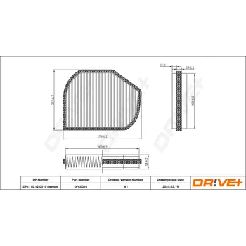 Ventilátor topení a klimatizace Kabinový (pylový) filtr DRIVE+ DP1110.12.0010