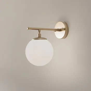 Lampička Opviq Nástěnné světlo Roe, zlaté, sklo, výška 24 cm, E14 - Stínidlo na lampu - Ø 15 cm; nástěnná montážní krabice - Ø 12 cm, výška 3 cm zlatá, bílá 1 x 40 W - Doprava zdarma