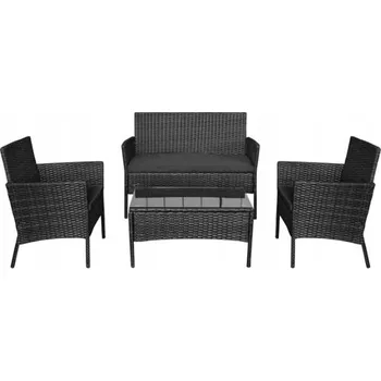 Zahradní sestava Sada zahradního nábytku z umělého ratanu Teesa, černá, 4 díly
