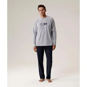 Pánská móda Pánské pyžamo Atlantic long s potiskem OFF, zelená-zelená XXL i384_11139072