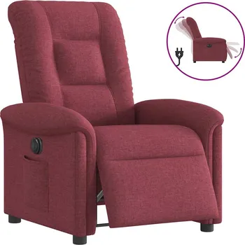 Křeslo Elektrické polohovací křeslo vínové textil Červená3303237
