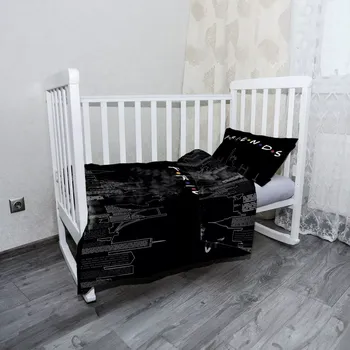 Povlečení Sablio Mikroplyšové dětské povlečení do postýlky Seriál Přátelé FRIENDS Obrysy - 120x90 / 40x60