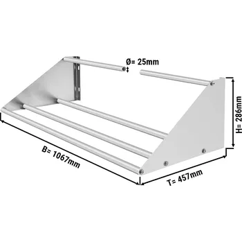 Vinotéka G.Gastro Commercial Stainless Steel Wall Shelf for Dishwasher Racks – 1067x457x286mm - 50 kg load