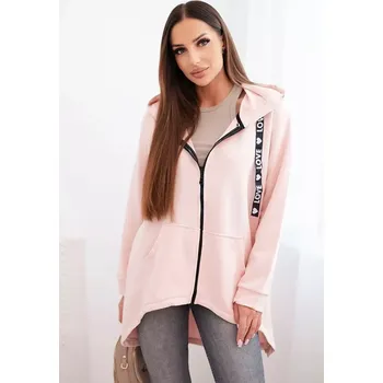 Dámská mikina Kesi Mikina s delšími zády a kapucí pudrově růžová Kesi bílá 3226253