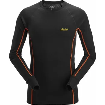 Snickers Workwear | Triko funkční Merino - Černá, Oranžová / L / L / černá