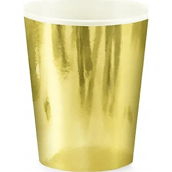 Jednorázové nádobí Papírové kelímky zlaté 220ml 6ks - Party Pal | Cukrářské potřeby