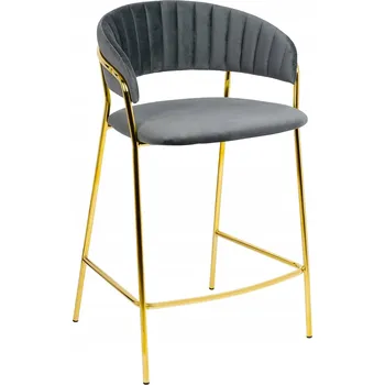 Barová židle Barová židle MARGO 65 tmavě šedá - velur, zlatá podnož