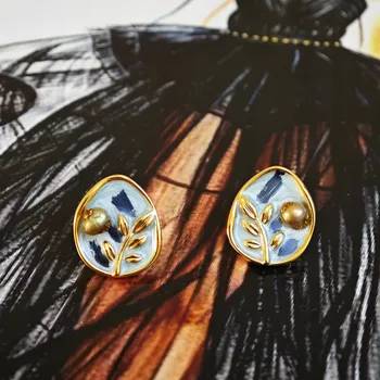 Náušnice Náušnice olejový styl, přírodní perla, modré