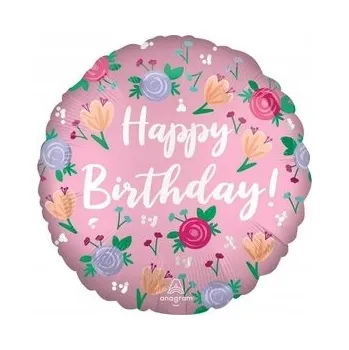 Balónek Fóliový balónek Amscan Všechno nejlepší k narozeninám Pivoňka 18"