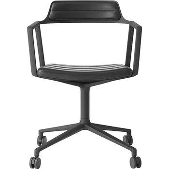 Jídelní židle Otočná židle s područkami Vipp452 podnoží černé otočné s kolečky polstrování černá kůže