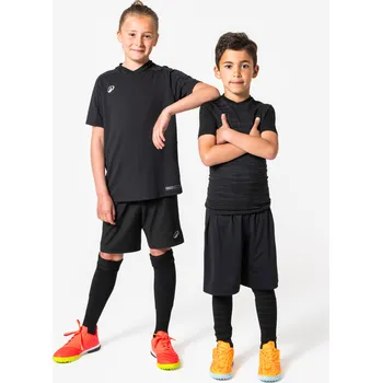 KIPSTA Dětské spodní funkční tričko s krátkým rukávem Keepdry 500 5-6 LET ČERNÁ|ŠEDÁ