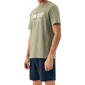 HENDERSON Pánské bavlněné pyžamo s krátkým rukávem Sleeper 42614 zelené XL